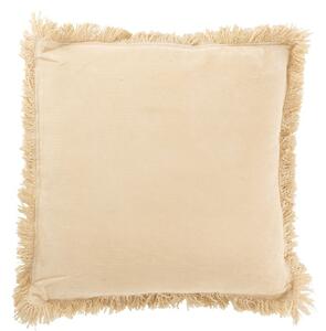 Béžový zamatový vankúš so strapcami Fringe - 50*9*50 cm - J-Line by Jolipa