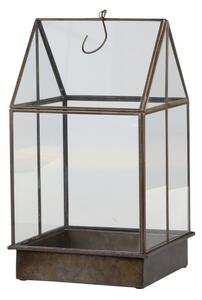 Mosadzný antik kovový dekoračný skleník / lampáš Fibio - 21*21*38 cm - Chic Antique