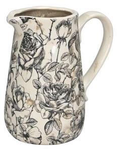 Krémový keramický džbán s čiernymi ružami Rossa M - 17*11*18 cm - Posiwio