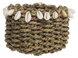 Košík z morskej trávy s mušľami Shells - Ø 9*13 cm - Chic Antique