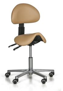 Pracovná stolička SHAWNA, sedák v tvare sedla, mäkké kolieska, béžová