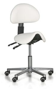 Pracovná stolička SHAWNA, sedák v tvare sedla, univerzálne kolieska, biela
