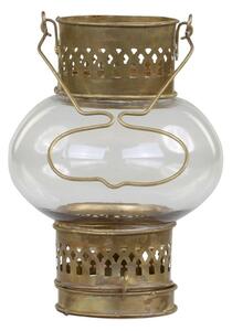 Mosadzná antik kovová lampáš na úzku sviečku - 11*15 cm - Chic Antique