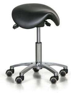 Pojazdná pracovná stolička ENIE, sedák v tvare sedla, univerzálne kolieska, čierna