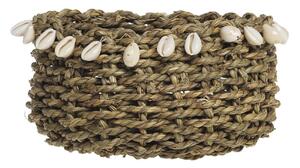 Košík z morskej trávy s mušľami Shells - Ø 10*18 cm - Chic Antique