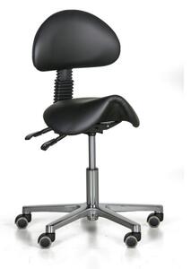 Pracovná stolička SHAWNA, sedák v tvare sedla, univerzálne kolieska, čierna