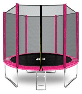 Aga SPORT TOP Trampolína 250 cm Pink + ochranná sieť + schodíky
