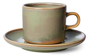 Rustikálne modrá porcelánová šálka s tanierikom Chef - Ø 8*6,5 cm / 220 ml - HKLIVING