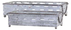 2ks plechový antik podnos Old French - 34*17*8 cm - Chic Antique