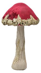 Huba s červeným klobúkom a zlatými detailmi Mushroom - Ø 17*29 cm - Clayre & Eef