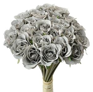 Šedá umelá kytica ruže Rose grey - 20*16*30 cm - Clayre & Eef