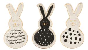 3ks keramický tanierik v tvare zajačikov Rabbit - 7*2*13 cm - J-Line by Jolipa