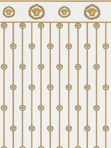 A.S. Création | Vliesová tapeta na stenu Versace 6 79131-1 | 0,53 x 10,05 m | krémová, biela, zlatá