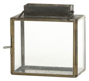 Mosadzná antik kovová lampáš Mette - 11*6*11 cm - Chic Antique