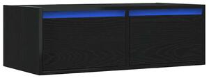 TV skrinka s LED svetlami, čierny dub 75x35,5x25 cm
