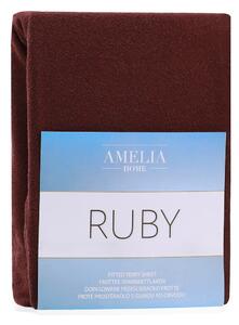 Tmavohnedá elastická plachta s vysokým podielom bavlny AmeliaHome Ruby, 200 x 160-180 cm