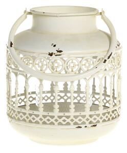 Krémová antik kovová lampáš Fleur-de-pot - Ø16*22cm - Chic Antique