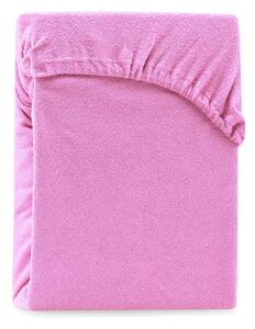 Ružová elastická plachta s vysokým podielom bavlny AmeliaHome Ruby, 200 x 80-90 cm
