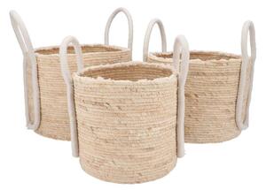 3ks kôš kvetináč z trávy s ušami Laos - Ø35*28 / Ø30*25 / Ø25*25 cm - daan kromhout