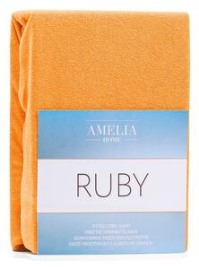 Oranžová elastická plachta s vysokým podielom bavlny AmeliaHome Ruby, 200 x 100-120 cm