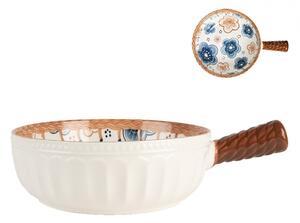 Keramická miska s kvetmi a rukoväťou - 22*16*6 cm / 500 ml - Clayre & Eef
