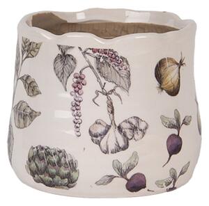 Keramický obal na kvetináč zelenina The Kitchen Garden - Ø 11*10 cm - Clayre & Eef