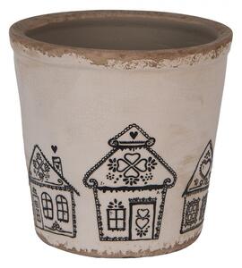 Planter ? 17x16 Cm Beige Ceramic Gingerbread House - ? 17*16 cm - Clayre & Eef