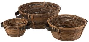 Set 3ks okrúhly ratanový košík Rattan Brown - Ø 44*18/ Ø 35*15/ Ø 24*12 cm - J-Line by Jolipa