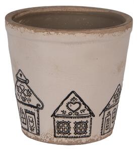 Kvetináč s perníkovými chalúpkami Gingerbread Bliss L - Ø 15*14 cm - Clayre & Eef