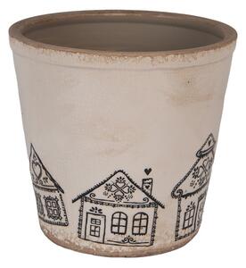 Kvetináč s perníkovými chalúpkami Gingerbread Bliss XL - Ø 21*20 cm - Clayre & Eef