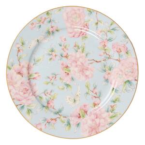 Porcelánový dezertný tanierik s ružovými kvetmi Rosa - Ø 19*2 cm - Clayre & Eef