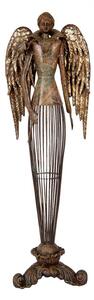 Mosadzná antik kovová dekorácia anjel Angel - 17*15*54 cm - Clayre & Eef