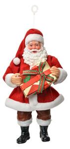 Závesná vianočná dekorácia Santa Claus držiaca darček - 10*6*17 cm - Clayre & Eef