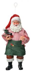 Závesná vianočná dekorácia Santa Claus držiaca mašinku - 9*6*17 cm - Clayre & Eef