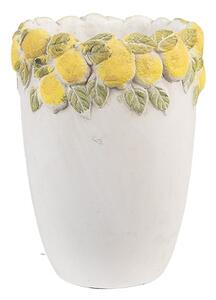 Cementový kvetináč lemovaný citrónmi Lemoni S - Ø 13*17 cm - Clayre & Eef