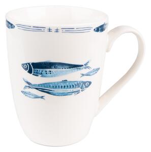 Porcelánový hrnček s rybkami Fish Blue - 12 * 9 * 11 cm / 330 ml - Clayre & Eef