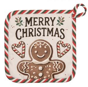 Béžová bavlnená chňapka podložka s perníčkami Gingerbread Magic - 20*20 cm - Clayre & Eef
