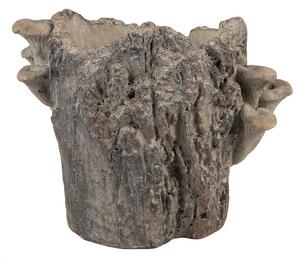 Hnedý cementový kvetináč kmeň stromu s hubami Botanic M - 24*18*18 cm - Clayre & Eef
