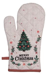 Béžová bavlnená chňapka rukavice so stromčekmi Christmas Harmony - 18*30 cm - Clayre & Eef