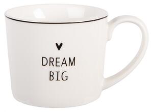 Biely hrnček so srdiečkom Dream Big Lovely Day - 12 * 8 * 7 cm / 275 ml - Clayre & Eef