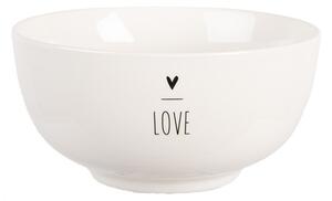 Biela porcelánová miska so srdiečkom Lovely Day - Ø 14*7 cm / 500 ml - Clayre & Eef