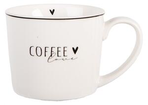 Biely hrnček so srdiečkom a nápisom Coffee Lovely Day - 12 * 8 * 7 cm / 275 ml - Clayre & Eef