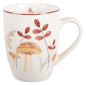 Biely porcelánový hrnček s hubkami Little Forest Jewels - 12 * 8 * 10 cm / 300 ml - Clayre & Eef