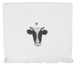 Biely kuchynský froté uterák s hlavou kravičky Cow - 40*66 cm - Clayre & Eef