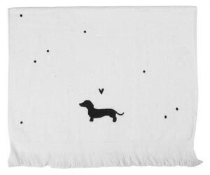 Biely kuchynský froté uterák s jazvečíkom a srdiečkom Dog&Cat - 40*66 cm - Clayre & Eef