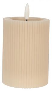 Béžová valcová sviečka s vrúbkovaním Led Candle - Ø 8*13 cm / 2*AA - Clayre & Eef