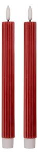 Set 2ks vínová úzka sviečka s vrúbkovaním Led Candle - Ø 2*25 cm / 2*AAA - Clayre & Eef