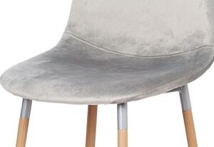 Retro jedálenská stolička čalúnená jemnou zamatovou látkou striebornej farby (a-622 strieborná)