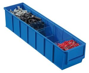 Plastový regálový box ShelfBox typ B - 91 x 400 x 81 mm, 16 ks, modrý