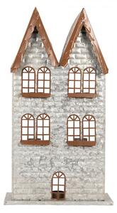 Šedý antik kovový svietnik domček na 5 čajových sviečok Gian - 30*13*54 cm - Clayre & Eef
